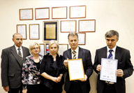 Consegna allo stabilimento PERCo del certificato ISO9001:2008, anno 2010